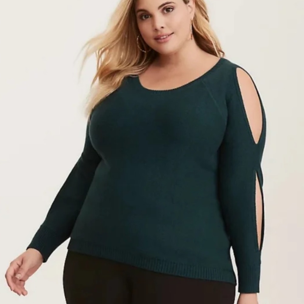 Torrid Plus Split Sleeve Pullover Knit Sweater Fo… - image 1